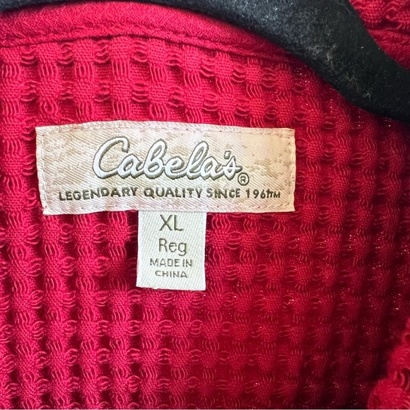 Cabela’s Red Large Waffle Knit Button Up Jacket Women’s Size XL - Picture 4 of 6